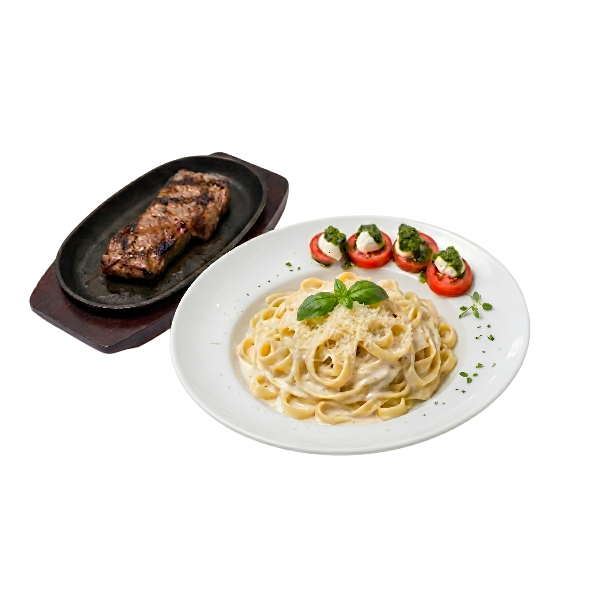 Lomo con fettuccine