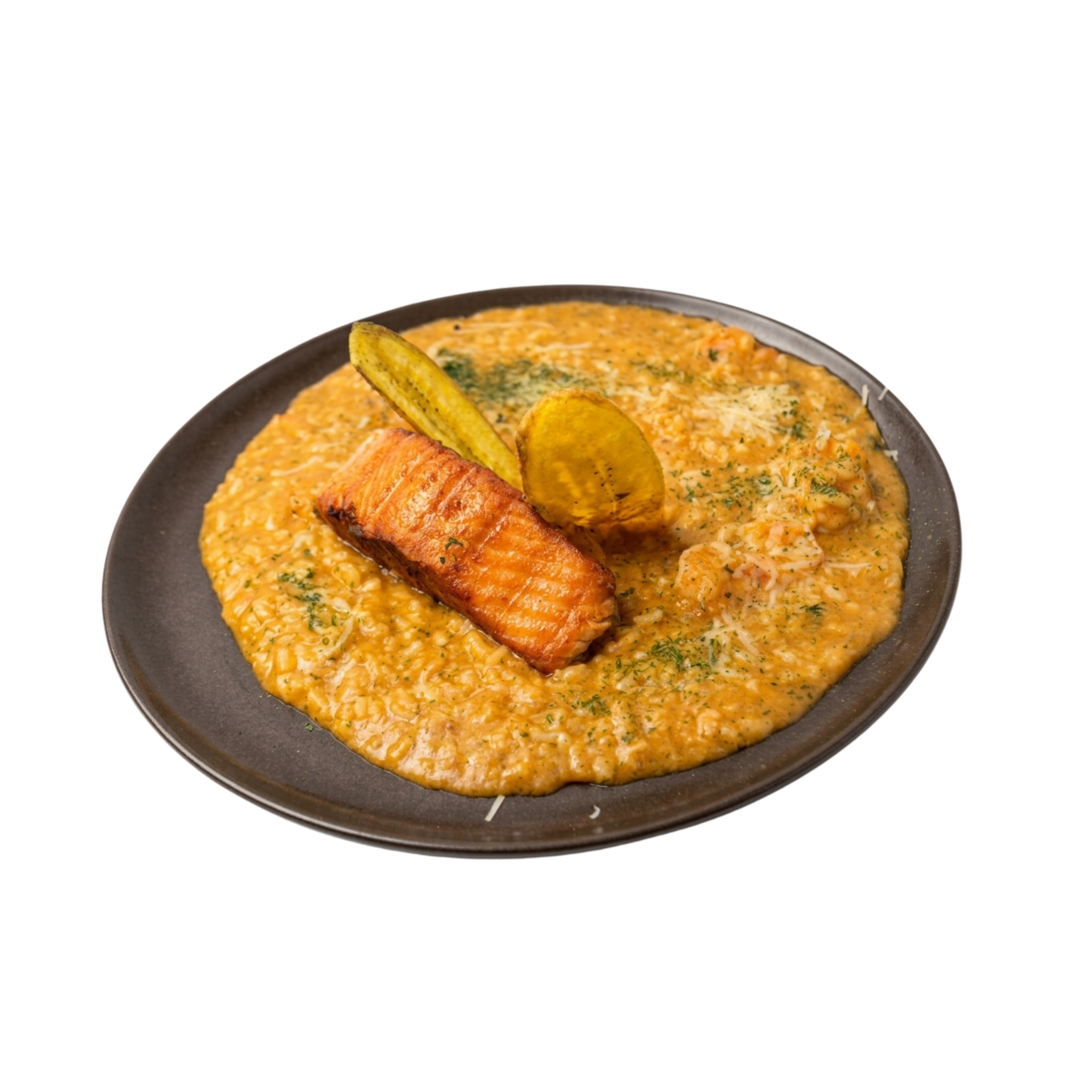Salmón sobre risotto